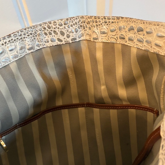 Brahmin Crocodile-Embossed Cream Hobo Bag 13”x14”x4” - Picture 8 of 14